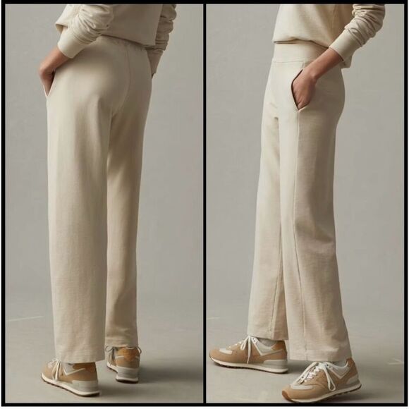American Giant Cotton French Terry Straight Wide Leg Sweatpants Cream Women’s L - Picture 2 of 11